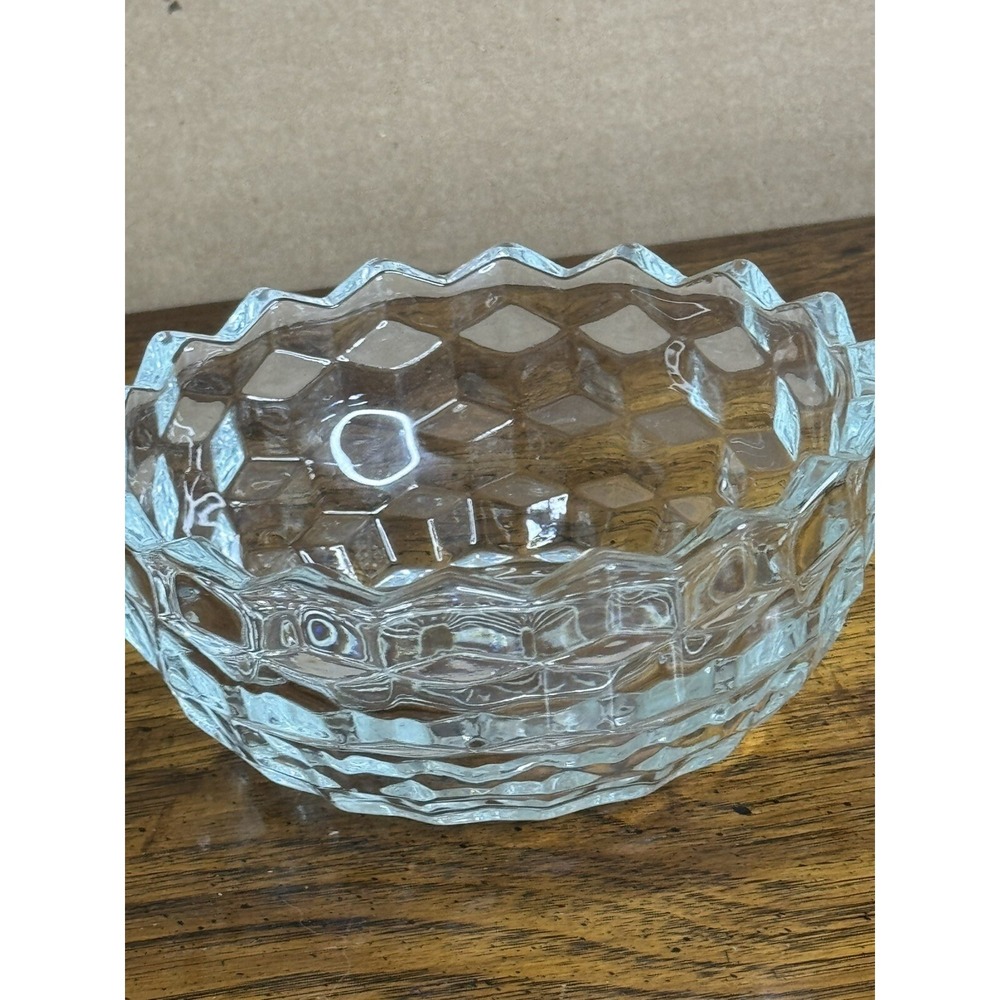 Vintage Indiana Whitehall Clear Glass  Candy Dish‎  Cubist Bowl Jar w/ Lid - Picture 11 of 12